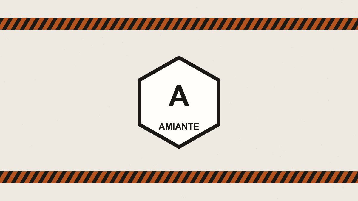 Panneau de signalisation amiante avec bande de danger de chantier